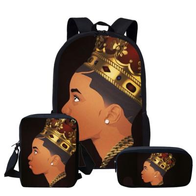 China Waterproof African Black King Printed Logo School Bag For Boys Schoolbags Teen Cool Bag One Doc. for sale