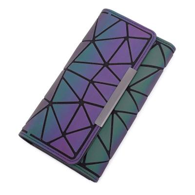 China Design Brand Phone Bag Female Card Holder Women Long Clutch Purse Wallets Geometry Luminous Noctilucent Waterproof Zipper Wallet Carteira for sale