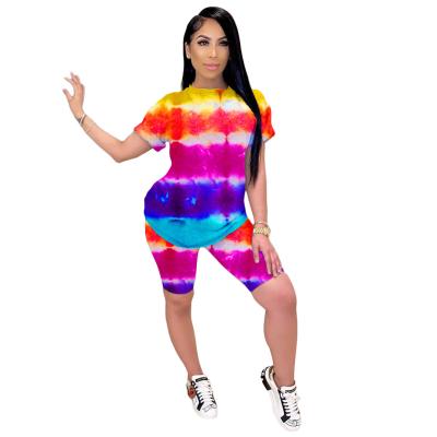 China Hot Selling Casual Rainbow QUICK DRY Tie-Dye Suit Women Sportswear Sportswear For Women for sale