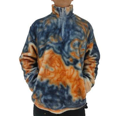 China OEM Breathable Tie Dye Custom Plain Pullover Fleece 1/4 Zipper Oversized Sweatshirt For Men for sale