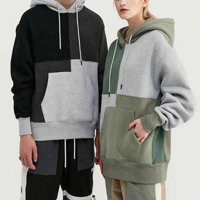 China Breathable Tech Fleece Colorblock Patchwork Pullover Men Custom Hoodies for sale