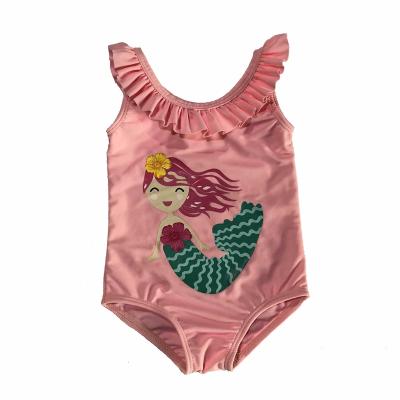 China Breathable Customize UPF 50+ Mermaid Print One Piece Kids Girls' Ruffle Sleeve Swimwear Swimwear Beach Swimwear For Lake Beach Pool for sale