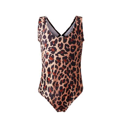 China Breathable Customize All Over Leopard Print Beach Swimwear Girls Swimwear One Piece Beachwear Swimsuit For Kid Girl Pool Party toddler kids for sale