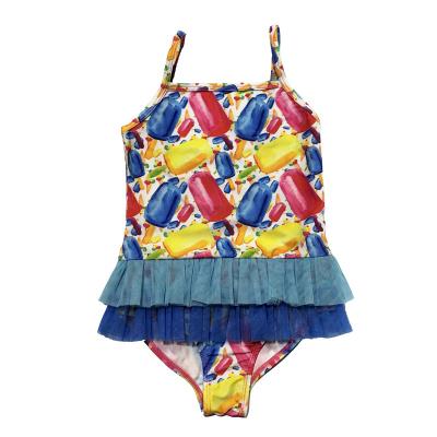 China Breathable Quick One Piece UPF 50+ Ruffle Cross Back Girls Swimwear Beach Swimwear For Baby Toddler Kids Pool Party for sale