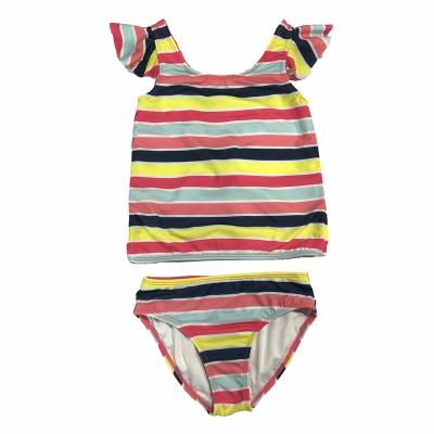 China Breathable Customize Girl Swimwear UPF 50+ Beach Sport RuffleButts Toddler Kids Cropped 2 Piece Swimsuits Kids Peplum Floating Tankini for sale