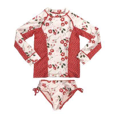 China Breathable Customize 2 Pieces Kids Long Sleeve Tankini Swimwear Beach Swimwear Girls Swimwear Rashguard Set For Girl Kids for sale