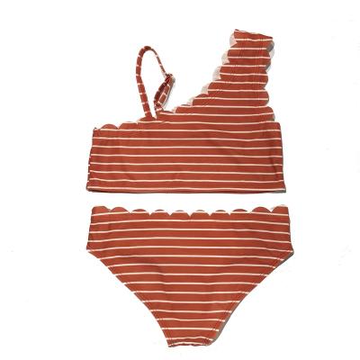 China Breathable Customize Kids Girls 1-Shoulder 2021 Wholesale Swimwear Tankini Swimwear 50+ Beachwear Two-Piece Summer for sale