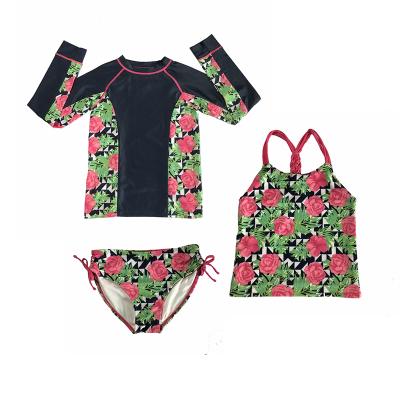 China Breathable Customize 3 Piece Swimsuit Girl Kid Beachwear for sale