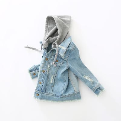 China 2021 New spring/autumn children's fashion hooded top wholesale children's denim jacket breathable denim jacket for sale