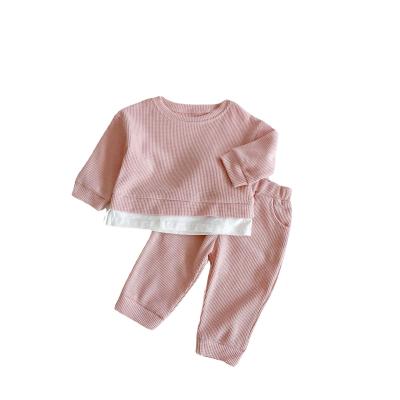 China Wholesale Autumn Anti-Shrink Quilting Round Neck Baby Jacket + Pants + Hat Children's Three-piece Suit for sale