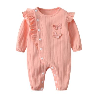 China 100% Cotton Newborn Baby Girls Boys Rompers OEM Summer Clothes Long Sleeve Romper Custom for sale