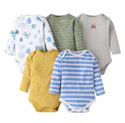 China High Quality 5Pcs Cotton 100% Cotton Long Sleeve Bodysuit Infant Baby Bodysuits for sale