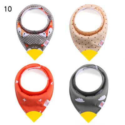 China Viable Baby Bibs with Teether Baby Stuff Triangle Bib Silicone Baby Scarf Cotton Drooling Burp Cloth Infant Feeding Towel for sale