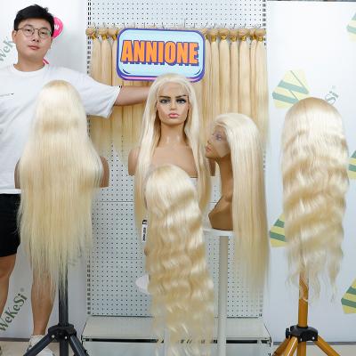 China Annione Silky Straight Wave 613 Transparent Virgin Bob Full Lace Front Human Hair Wigs Blonde Headband HD 13x4 13x6 Full Lace Wigs for sale