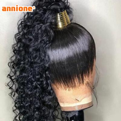 China Kinky High Curl Ponytail Natural Color Pre Plucked Water Curly 360 Lace Wig Full Lace Wig 40 Inch Translucent Lace Front 360 Lace Front Wig for sale