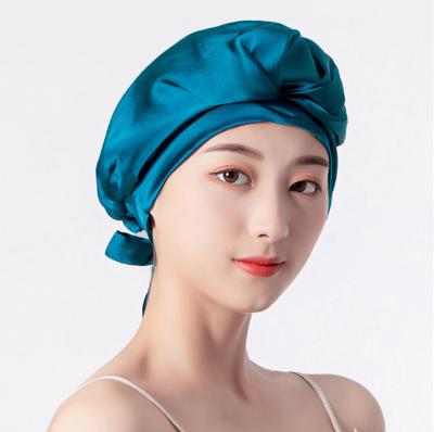 China Hair care soft satin midday sleep home fashion two-layer sleep cap for sale