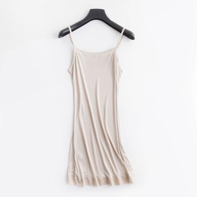 China New Chinese Summer Style Sequin Spring And Chest Women's Satin Slip Anti-static Slip Off The Shoulders Silk Dress for sale