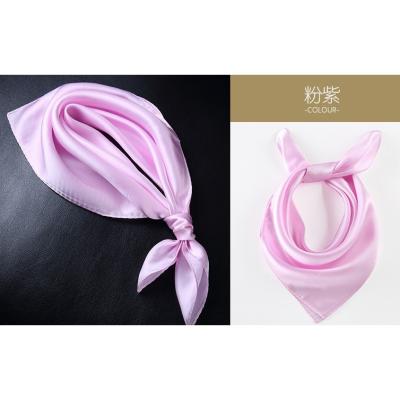 China Soft Custom White Satin Sunscreen Colored 100% Silk Head Scarf for sale