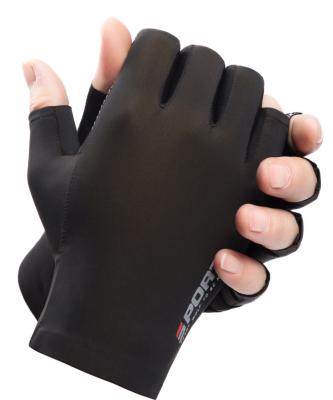 China Adult Unisex Driving Anti-skid Dew Ice Silk Gloves Touch Screen Fishing Sweat Non-slip Sunscreen Gloves Two Finger Rising Half Gloves for sale