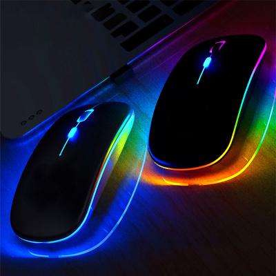 China Gaming 2.4G Ergonomic Blue Backlit Rechargeable Dual Mode Ultra Thin LED Backlit Mice Wireless Mouse BT 5.2 RGB Tooth for sale