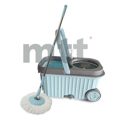 China Sustainable High Quality Spinning Cleaning Broom With Wringer Bucket, 360 Spinning Magic Broom + Bucket With Wheel And Drain Outlet for sale