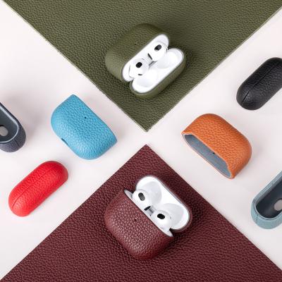 China For earphone case for airpods cover for airpods pro bag for airpods litchi leather cover for airpods 3 case for sale