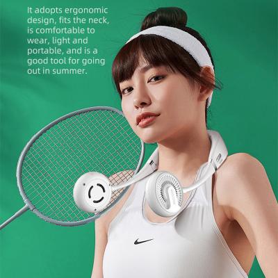 China 2021 New Protable Mini Small Popular White Portable Neck Fan 3000mAh Rechargeable With Rechargeable Personal Handsfree Fan for sale