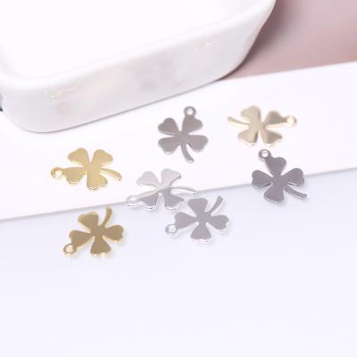 China High Quality 18K Gold Bundle Four Leaf Colorful Grass DIY Pendant Material Stainless Steel Jewelry Accessories for sale