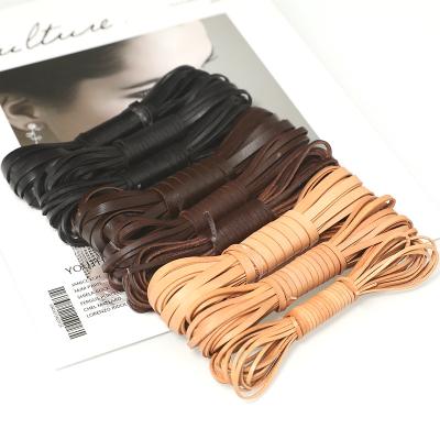 China E-Co Friendly Handmade Material Leather Rope DIY Main Layer Whip Thin Flat Leather Rope Bracelet Necklace Woven Rope Wrapped With Kett for sale