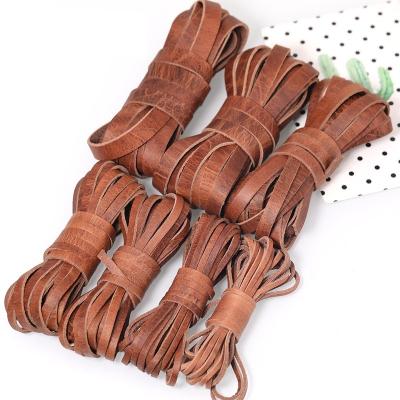 China E-Co Friendly Leather Rope 2023 DIY Handmade Vintage Cowhide Rope Material Antique Polished Leather Rope Woven Bracelet for sale