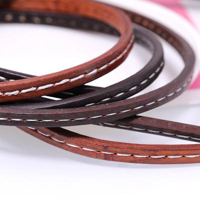 China E-Co 2023 DIY Friendly Leather Rope Sewn With Leather Thread Car Leather Slip Rope 1cm Wide 5mm Medium Thick Antique Color Strap for sale