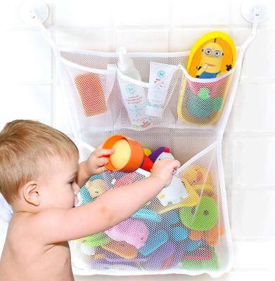 China Quick Dry Bath Toy Organizer With Sticker Hooks Storage Rack Mesh Net Massive Baby Toy Bathtub Amazon Success Viable Mesh Bags for sale