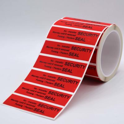 China Rood 56um 1mil Matte niet-overdraagbaar Tamperproof Label Voor VOID Te koop