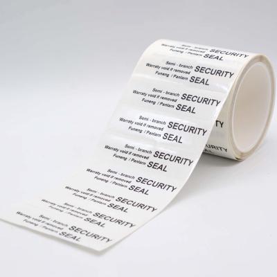 China 65um 1mil Amper Proof Seal Security Sticker Matte Wit Semi Transfer Voor VOID Te koop