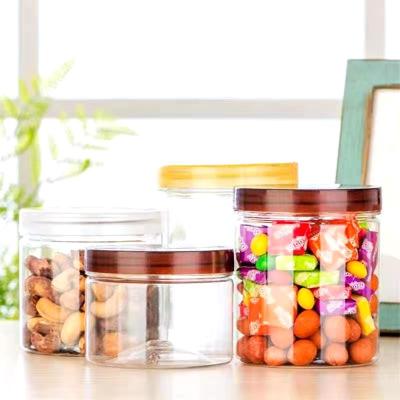 China food & Beverage Packaging Wide Mouth Plastic Cylinder Cookie Candy Jar Pet Jar Food for sale