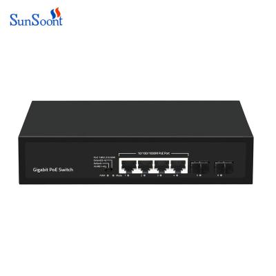 China High Quality Sunsoont 10/100/1000m 4 CCTV Security System Poe Port Switch 57vdc poe 120w for sale