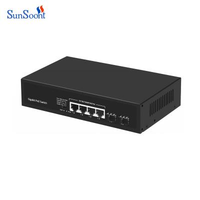 China CCTV Security System Sunsoont PoE Ethernet Switch 4ch 8ch 16ch 24ch Gigabit Switch AC Power Supply PoE Switch for PTZ for sale