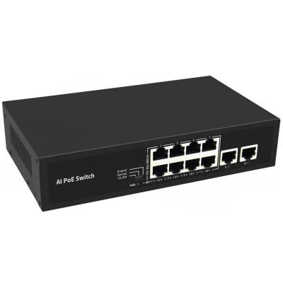 China New Product CCTV Security System POE Switch 2021 Smart Vlan Function Ethernet Poe Switch 8 Port 250m 10/100/1000m for sale