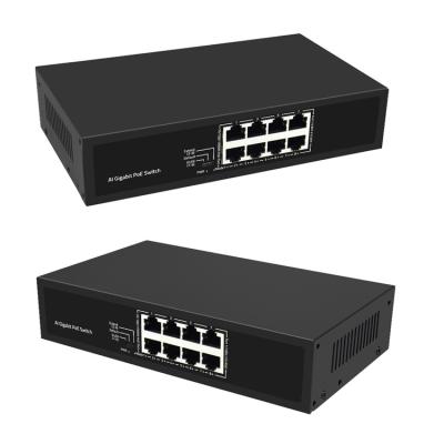 China cctv security system poe gigabit network switch fiber poe 8port switch with one lan port bt60w for sale