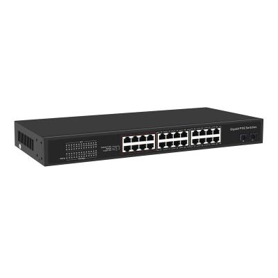 China CCTV security system OEM poe switch 300W Ethernet fiber POE network switch 24 port 1000mbps gigabit 2 ports SFP poe switch for sale