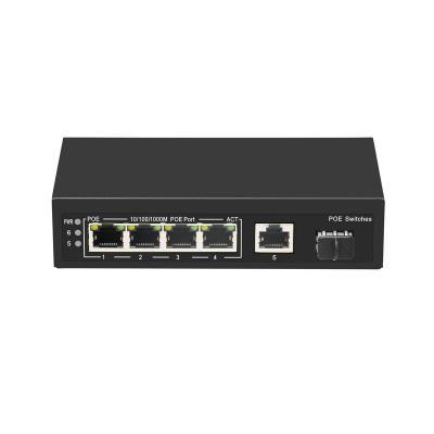 China CCTV Security System PoE Port Ethernet Switch 4 Port 10/100/1000 Base-T Switch Gigabit AC Power Supply PoE Switch for sale