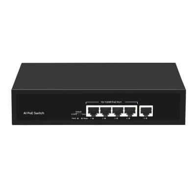 China cctv security system 4 ports poe switch with one uplink port 65w 100M baud rate for sale