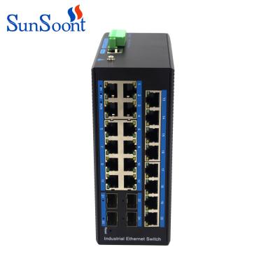 China Wholesale LACP Network Switch IP40 20 Gigabit RJ45 Ports 4 SFP Ports L2+Managed Industrial Network Switch for sale