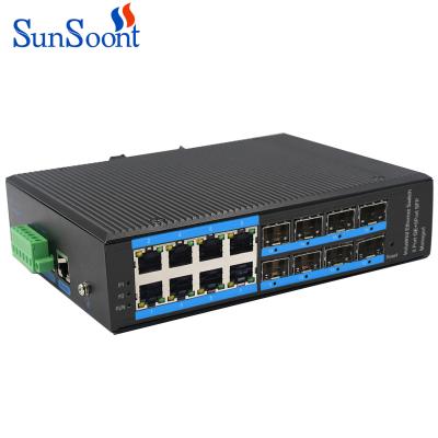 China LACP Sunsoont 12V 8 Industrial Network Switch With Left 8 Ground Controlled Network Switch for sale