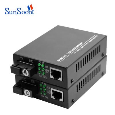 China FTTH FTTx FTTB Network Factory On Stock 10/100 BIDI 20km Base Fiber Optic Media Converter for sale