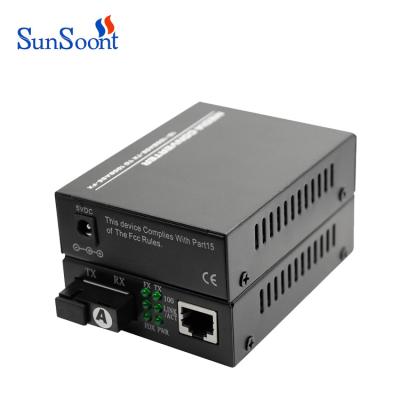 China FTTH FTTx FTTB Network Best Price 10/100M Single Mode Media Converter SC 2 Ports Fiber Optic Media Converter 1Lan 1 Fiber for sale