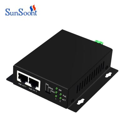 China LACP Sunsoont 3 port poe ethernet extra 10/100M poe long distance transmission extend for camera system for sale