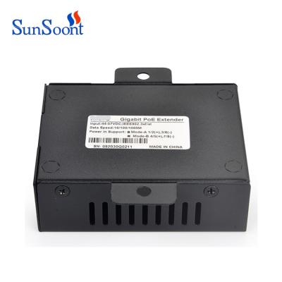 China LACP Sunsoont 48-57v POE In 1 Output Single Port POE Repeater 1000mbps Power Over Ethernet POE Supplement for sale