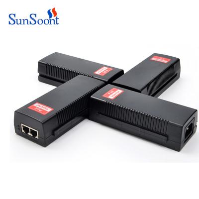 China LACP Sunsoont DC48V Gigabit 30W PoE Injector 2RJ45 Port For Poe Switch for sale