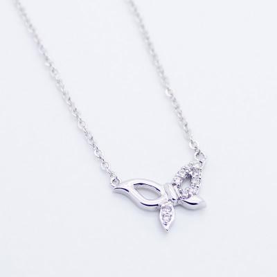 China New Design Classic Butterfly Pendant Necklace Natural White Zircon 925 Sterling Silver Jewelry Necklace For Women for sale